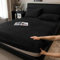 Boqingzhu Flauschige Plüsch Spannbettlaken 180x200cm Schwarz Fleece Flanell Cashmere Touch Spannbetttuch Winter Kuschelig Bettlaken für 25 bis 30cm Matraze