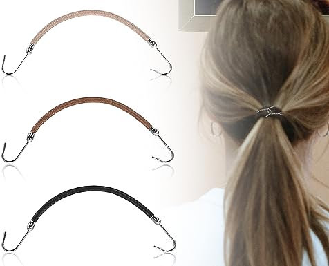 KAPSING 3 Pezzi Elastici per Capelli con Ganci, Elastici per Capelli con Gancio Bungee, Supporto per Coda di Cavallo Regolabile, Adatto alla Maggior Parte delle Acconciature