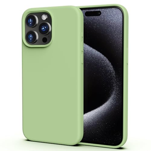 TIIXXA Silicone Case for iPhone 15 Pro Max Case,Soft Ultra Slim Protective Shockproof Liquid Silicone Phone Case, Anti-Scratch Microfiber Lining, 6.7 Mint Green