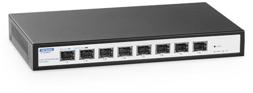 YuLinca 8 Port 10Gbps SFP+ Managed Switch, unterstützt 1G/2.5G/10G SFP Module, 160Gbps Bandbreite, Desktop|Wallmount Metall lüfterloser Managed Fiber Switch