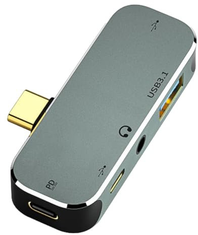 Leehitech USB C Hub, 5-in-1 USB C Multiport Adapter with 5Gbps USB 3.1 A, USB 2.0, Type C 2.1, 3.5mm Headphone Jack, PD 100W Port for iPhone 16/15 Series, iPad Pro, MacBook, Samsung Galaxy S24
