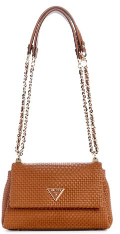 GUESS Damen Etel Convertilble Flap, wandelbare Umhängetasche, Crossbody-Klappe, Cognac