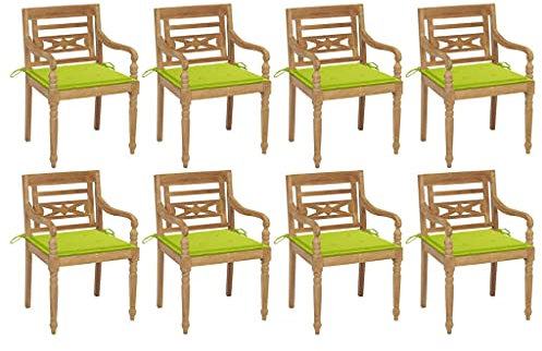 AJSEOYBS GartenstüHle Stapelbar,Gartentisch Ausziehbarbatavia-StüHle Mit Kissen 8 STK. Massivholz Teakgeeignet Geeignet für Wohnzimmer, Schlafzimmer, Garten, Balkon, Terrasse, Küche, Outdoor