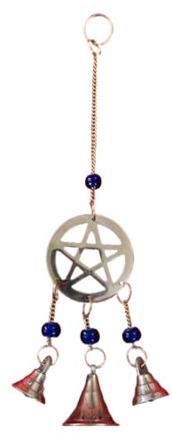 Indian Consigners Kleine Hexerei Altar Messing Windspiel Glocke Home Decor Alter Hanging (Pentagramm Glocke)