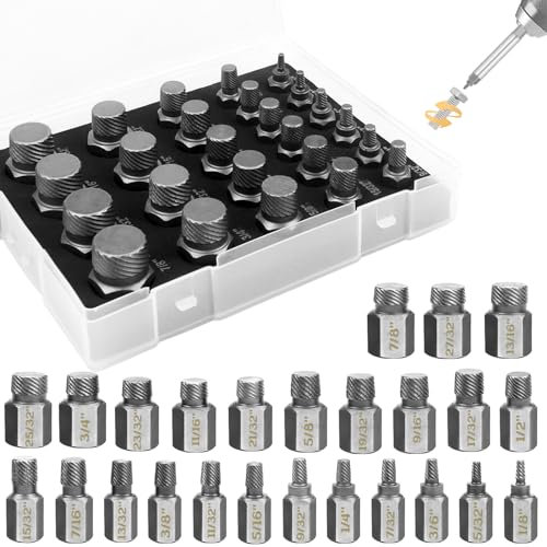 Set di estrattori per viti professionale, 25 pezzi, estrattore a vite con custodia per la rimozione di bulloni arrugginiti rotti, viti a incastro, viti a incastro