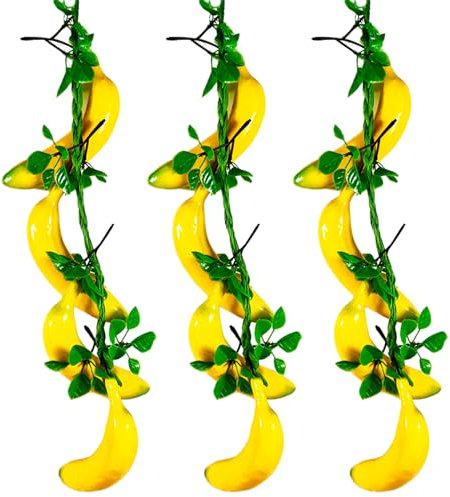 Morlight 3 Pcs Faux Banane Fruits, Simulation Jaune Bananes, Banane Artificielle réaliste, Bananes Jaunes artificielles réalistes pour décoration de Maison ou de Cuisine