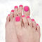Ceboic 34Pcs Semi Cured Gel Toenail Polish Strips, Pure Color Gel Toe Nail Stickers Salon-Quality Toenail Wraps, French Nail Art Decals Strips, Includes Prep Pads, Nail File & Wood Stick (Hot Pink)