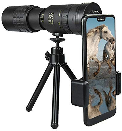 SameeHome 4K 10-300X40Mm Super Telezoom Monokular Teleskop, Wasserdichtes, Beschlagfreies Sicht Telefon Teleskop mit Stativ