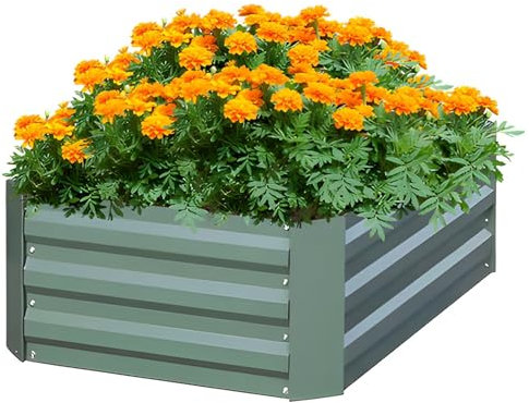 60x60x60cm,Jardinieres Exterieur, Potager sur Pied Surélevé, Carré Potager Cadre Métallique, Fond Ouvert, Bac a Fleur Rectangulaire pour Légumes ou Fleurs dans Balcon/Jardin