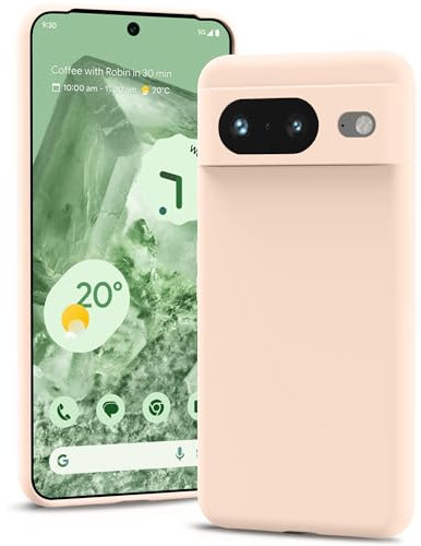 YATWIN Silicone Case for Google Pixel 8 5G, Soft-Touch, Shockproof, DustProof, Antiskid Full Body Armour Phone Cover for Google Pixel 8 5G - Light Pink