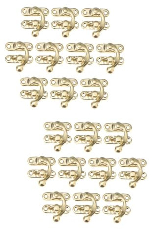 Hoement Schmuckkasten 20 Stk Retro-holzkistenzubehör Kipphaken Vintage- Federscharnier Platte Mini-scharniere Vintage Haken Mini-verschlusskarabiner Umschalten Rechter Haken Hasp Tür Yellow Eisen