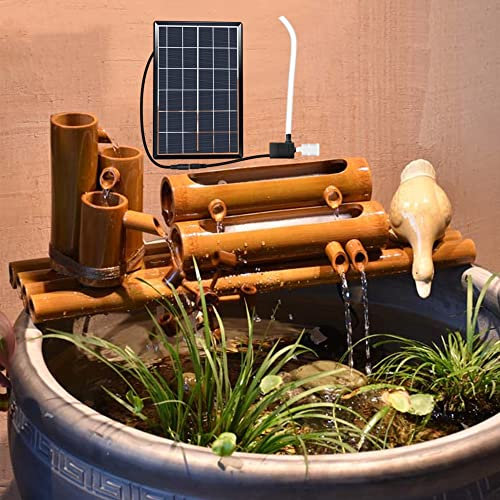 DDKYHU Fontaine à Eau Solaire avec Pompe, fontaines extérieures en Bambou avec Roue à Eau, pour Jardin, arrière-Cour, pelouse, 50 cm, créativité (70 cm)