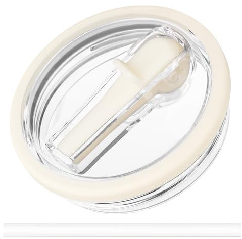 40 oz Tumbler Flip Straw Lid Replacement fit for Stanley Quencher, Spill Proof Tumbler Cover for Stanley Cup, Cream White