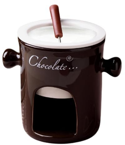 Huehkir Keramike Schokofondue-Topf-Set, Schokoladenfondue Keramik Käsefondue Schokofondue Topf, Minis Schokofondue Set, Keramik Schokolade Schmelzbecher für Käse, Karamell