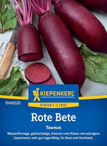 Kiepenkerl Profi-Line Rote Betesamen Taunus 1049320 - Intensiv rote, längliche Rüben, erdiger Geschmack, ertragreich, Rote Beete Samen, Gemüsesamen für 8-10 lfd. Meter