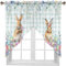 panemy Oster Küchenvorhänge, Osterdeko Ostereier, Osterhase Fenstervolant-Set, Bauernhaus Küchenvorhänge Girlande Volant, Scheibengardine Ostern Fensterdekoration, Küche Fensterbehandlungen