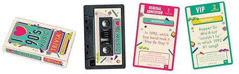 AQUARIUS 90er Jahre Musik-Trivia-Spiel – großer Familienspaß – offiziell lizenziert für Spaß – Quiz-Kartenspiel Merchandise & Sammlerstücke