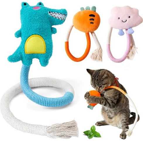 winbarry Jouet Chat, Jouet de Dentition Chaton, Jouet Herbe a Chat, Jouet a Macher Chat, Jouets de Soins Dentaires pour Chats, pour Interagir Et Nettoyer Les Dents