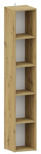 MATKAM Offenes Hochregal BODO DUAL R30O, H175 x B30 x T30 cm, 4 Bretter und 5 Fächer, Bücherregal ideal für Büro und Zuhause (Artisan Eiche)