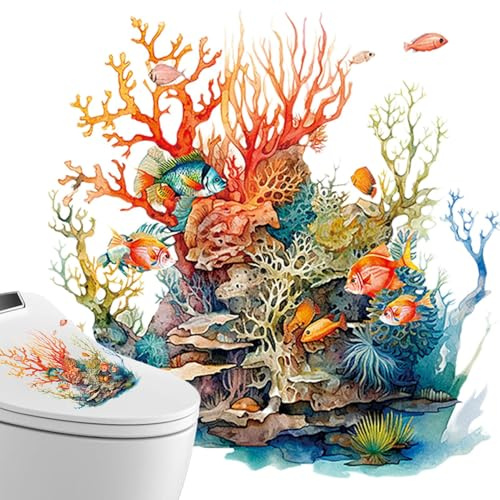 Unterwasser Toilettendeckel Abziehbild, Toilettensitz Wandaufkleber, Toilettensitz Dekoration Aufkleber,Toiletten Abziehbilder Wasserdicht Toilettendeckel Sticker Für Badezimmer Deko