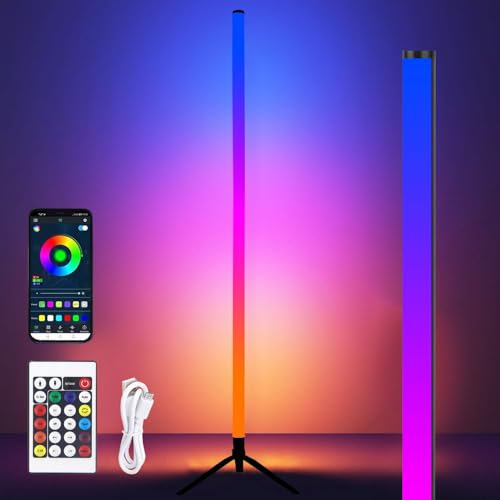 Sunshine smile LED Stehlampe Wohnzimmer, Ecklampe Dimmbar, RGB, Smart, App Steuerung, Musik Sync, für Wohnzimmer, Schlafzimmer, Spielzimmer