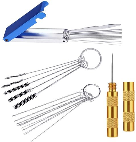 Carb Cleaner Set, Carburetor Cleaner Kit, Dirt Carb Cleaner Jet Remove Cleaner, Carb Cleaning Kit, 13 Cleaning Wires Set, 10 Cleaning Needles, 5 Nylon Brushes Tool Kit, 1 Sharp Pick Tool