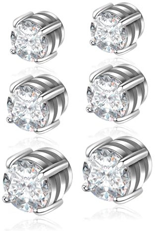 Besyvvin 6stk Magnetischer Ohrstecker Silber Fake Magnet Ohrringe Kein Piercing Ohr Stecker für Herren Mann Damen
