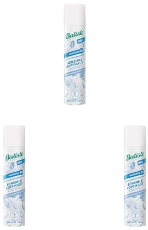 Batiste Trockenshampoo Sensible Kopfhaut Parfümfrei, 200 ml, ohne Ausspülen, Haarpflegespray, dermatologisch getestet, sanft zur Kopfhaut, leichte Formulierung für erfrischtes Haar (Packung mit 3)