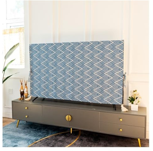 LOVSSU Tv-Abdeckungen TV-Abdeckungstuch im europäischen Stil, vertikale Wandmontage, Wohnzimmer-Staubschutz, 60 Zoll, 65 Zoll, universelles Abdecktuch FüR Tv(Blue Stars,80-inch 187x110cm)