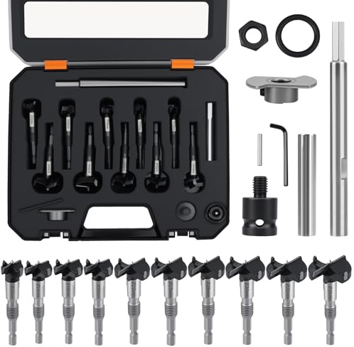 17 Pièces Mèche Forstner,Kit de Forets Forestières,Mèches Forestières 15 à 35 mm, Alliage D'acier Foret pour bois et dur Faire Des Trous à Fond Plat Propres Dans Le Bois