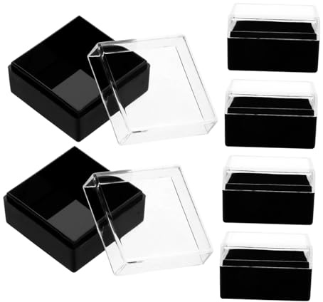 SAFIGLE Transparente Acryl Mineralienprobenbox für Sammler, 6 Stück Schwarz