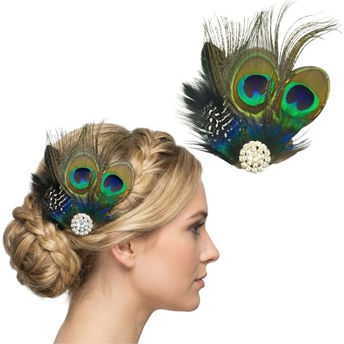 Pfau Haarband für Damen, Boho Feder Stirnband Feder Haarbänder, Pfau Haarschmuck, Karnevalsfeder Pfau Kopfschmuck, Maskerade, Kostüm, Hochzeit