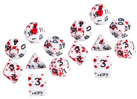 14 Stück Acrylwürfel mit Blutspritzerwürfeln für Rollenspiele