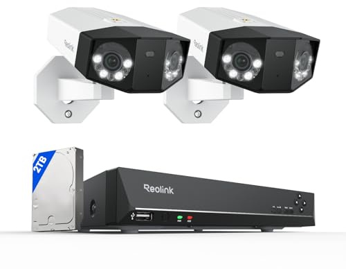 Reolink Duo 3 PoE 16MP UHD Dual-Lens Security Camera with 180° Panoramic View, Motion Track, F1.6 Color Night Vision, 2X Duo 3 PoE Bundle with NVR RLN8-410, 8CH Video Recorde