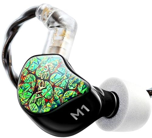 Tipsy M1 IEM, Bamboo Fiber Diaphragm in-Ear Monitor, Warm, Lively Bass & Vocals, 36dB Noise Isolation, Resin Shell, Detachable 0.78mm 2‑Pin Cable (B(Green))