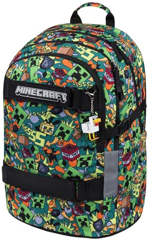 Baagl Schulrucksack Jungen Rucksack Laptopfach Brustgurt - Minecraft Chaos