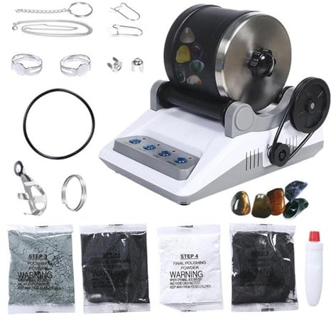 Polisseuse, Rock Polisher Tumbler Kit Rock Tumbler et adultes Rock Tumbler Kit Rotary Stone Polisher Cadeau for adultes Enfants Géologie Passe-temps