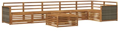 vidaXL Outdoor-Sofagarnitur 7 pcs Natur Massivholz Akazie, Lounge-Sofa für die Terrasse, modernes, wetterfestes Gartenmöbel-Set für Bequeme Sitzgelegenheiten
