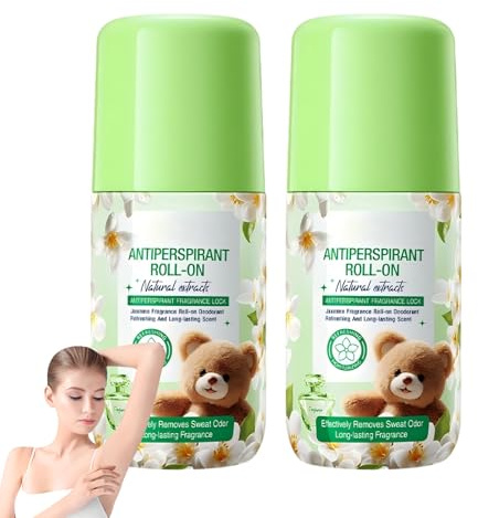 Deoroller Gegen Schwitzen, Deo Roll-on, Intensiver Deoroller, Deo für Damen Herren, Mini-Deodorants, Antitranspirant Roll On, Vegane Natürliche Inhaltsstoffe (Jasmin)