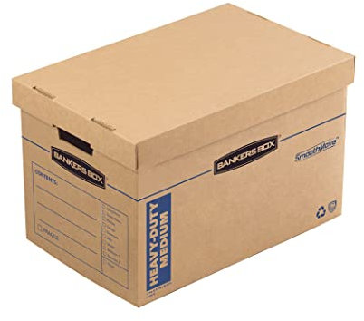 Bankers Box SmoothMove 7710301 Umzugskartons für die Küche, ohne Klebeband, einfache Tragegriffe, mittel, 30,5 x 45,7 cm, Kraftpapier, 8 Stück