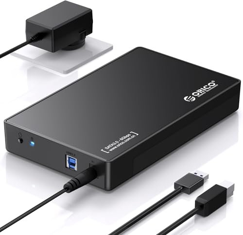 ORICO Case Esterno Disco Rigido USB 3.0 per Hard Disk/SSD SATA da 3,5 e 2,5 pollici Fino a 20 TB, Case HDD Senza Attrezzi con Adattatore di Alimentazione 12V/2A e Accelerazione UASP (3588US3)