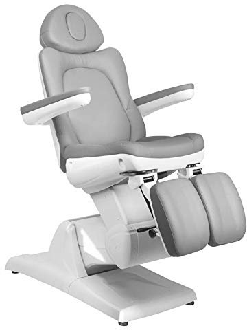 Activeshop Azzurro 870S Pedi Kosmetikliege Massageliege Massagetisch Massagestuhl Grau bis 200 kg belastbar Premium-PU-Leder mit 3 motoren 186 x 81 x (62-106) cm (L x W x H)