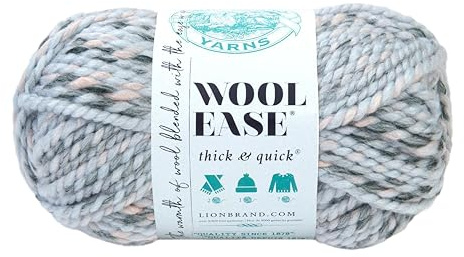 Lion Brand Yarn Wool-Ease Thick & Quick Yarn, Soft and Bulky Yarn for Knitting, Crocheting, and Crafting, 1 Skein, Arctic Ice