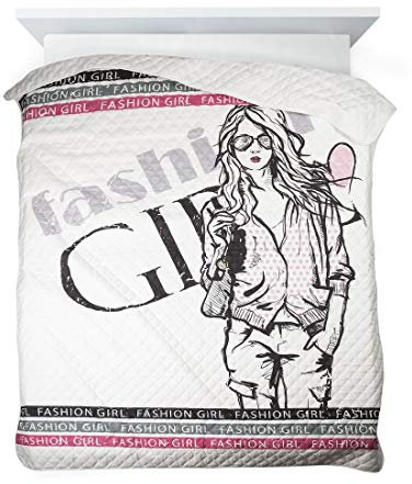 Tagesdecke Fashion Hobby Skaters Motive Muster Steppdecke Bettüberwurf Design (Dora, 170 x 240 cm)