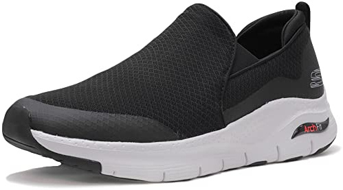 Skechers Men's Arch Fit Banlin Trainers,Black Mesh/White Synthetic/Trim,12 UK