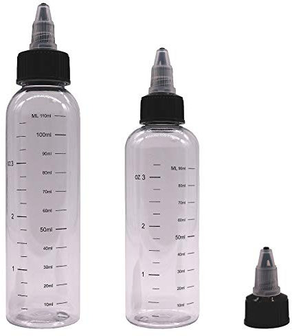 DIY-24H 100ml / 120ml Twist Cap Drehverschluss Leerflasche mit Skala,Flasche, Bottle, Spender, Tröpfler für Liquids, Reiniger (5x - 120ml)