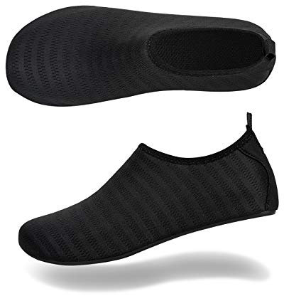 Barefoot Water Shoes Aqua Spotrs Socks Quick-Dry Beach Swim Snorkeling Surf Diving Pool Yoga Shoes for Mens Womens (Meteor-Black, 6/7UK)