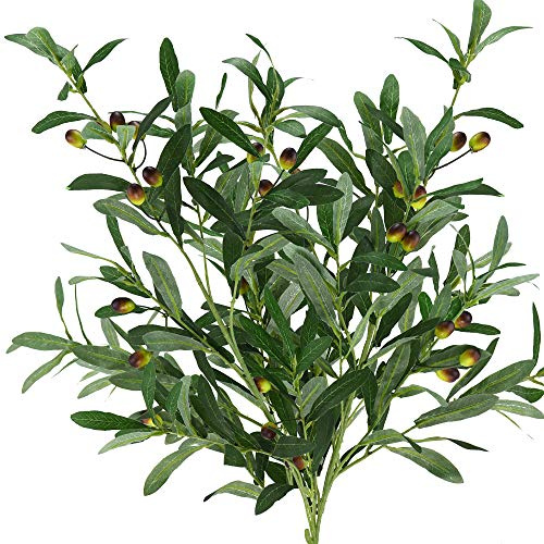 FiveSeasonStuff 2 Stems Artificial Long Stem Olive Leaves and Branches Greenery Floral Arrangement Decoration Home Décor (Olive Branches)