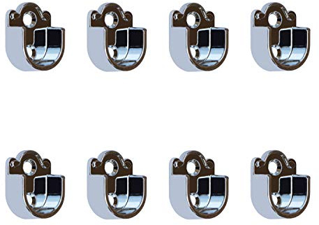 Metall klädstång skåprör styrstång huvudfäste för garderob, 33 mm x 25 mm x 14 mm, 8 stycken flänsar för 19 mm