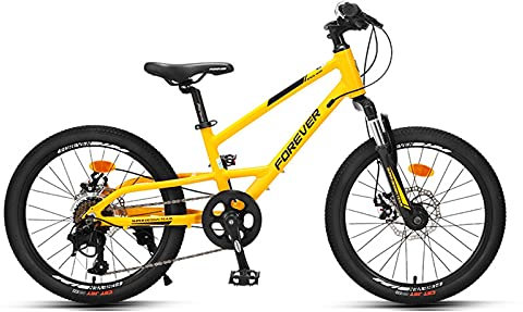 Rvlaugoaa 20 Zoll Kinderfahrrad, 8-Gang-Mountain-Cross-Country-Fahrrad Aus Aluminiumlegierung, für Jungen und Mädchen (Color : Yellow)
